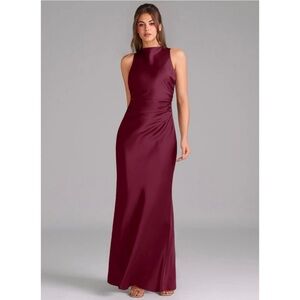Azazie Evadne dress in Mulberry Stretch Satin size A14 NWT